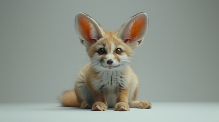 Playful Fennec Fox with Oversized Ears in a Natural Setting