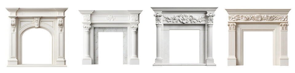 Naklejka premium Classic Marble Fireplace Mantel Illustration Set