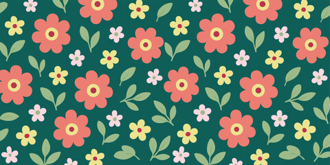 Seamless Floral Pattern Vector – Cute Spring Flowers Background.