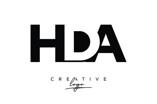 HDA Creative Minimalistic Negative Space Latter Logo with Modern Monogram for Branding and Business Letter mark Logo with Initial Letters Logo Design for Branding.	