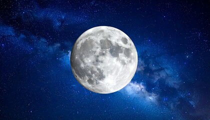 Vast Celestial Expanse Showcasing the Full Moon Amidst a Starry Nebula