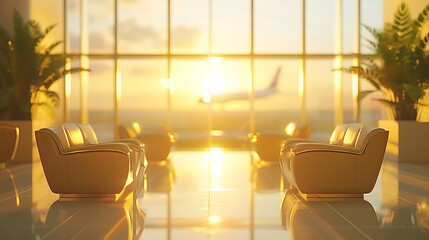 Tranquil Sunrise at an Airport Lounge