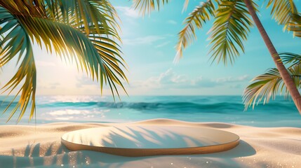 Tropical Paradise-Themed Podium with Glowing Golden Details