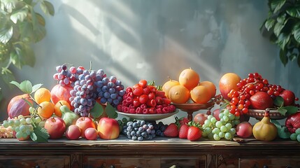 Vibrant Display of Exotic Fruits on a Table