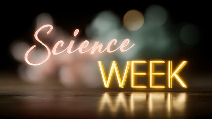 Science Week. Neon sign for science conferences, educational events, and presentations
