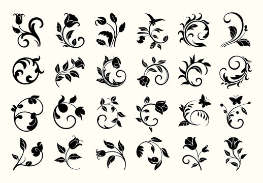 Floral Swirl Ornaments Set