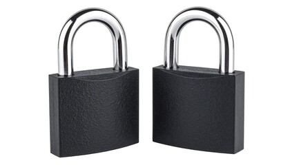 Two black metal padlocks