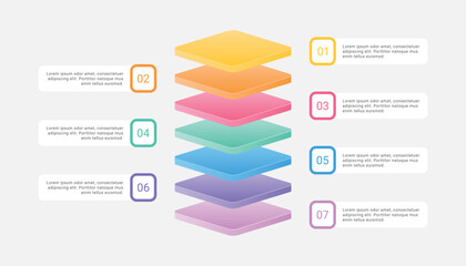 3d block with 7 layers infographic template design