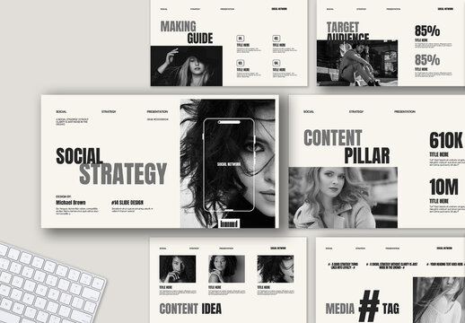Social Media Strategy With Bold Style Presentation Template