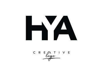 HYA Creative Minimalistic Negative Space Latter Logo with Modern Monogram for Branding and Business Letter mark Logo with Initial Letters Logo Design for Branding.	