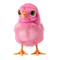 Adorable pink chick with big eyes and orange feet
