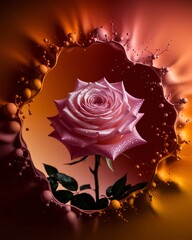 Elegant Pink Rose in Splashing Liquid Artistically Captured.
