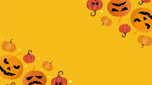 Halloween pumpkin lantern pattern on orange spooky background
