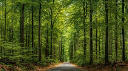 Obraz premium Forest Road Through Lush Green Trees
