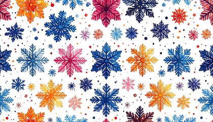 Colorful snowflake pattern on white
