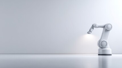 Robotic Arm: A futuristic, gleaming robotic arm, poised against a minimalist backdrop, embodies precision and innovation in the world of technology and automation.