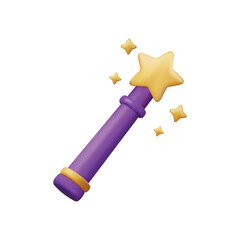 magic,wand,fantasy 3d realistic illustration of a golden magic wand with a star for fantasy or special effect