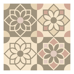 Geometric Floral Tile Pattern: A symmetrical arrangement of geometric shapes creates an eye-catching floral pattern, evoking a sense of balance and elegance.