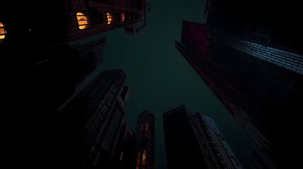 Architectural Glow-scape &mdash; Futuristic Minimalist Cityscape with Glowing Structures