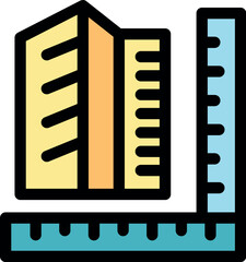 Obraz premium Building height measurement icon, architecture and construction project planning symbol