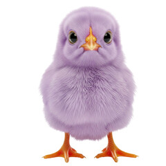 Adorable fluffy lavender chick with orange feet