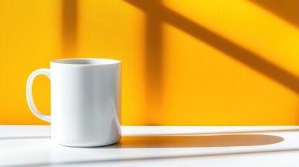 Play of light and shadow a white coffee cup in an indoor setting