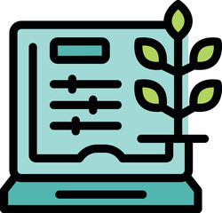 Growing plant symbolizes eco conscious software development and green technology on a laptop, emphasizing sustainability in tech