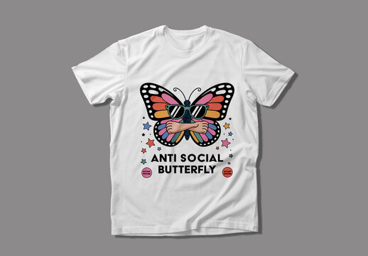 Anti Social Butterfly T Shirt Design