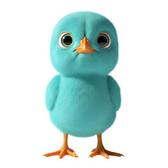 Adorable teal blue plush baby bird toy with big eyes