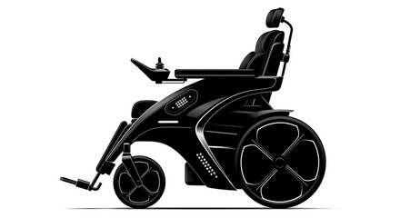 A sleek, black electric wheelchair, symbolizing advanced mobility and independent living.