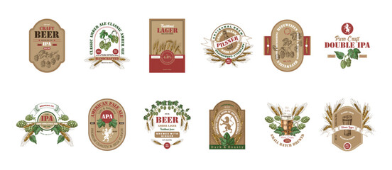 Beer label templates vector set