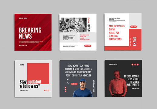 News Social Media Post Template Set