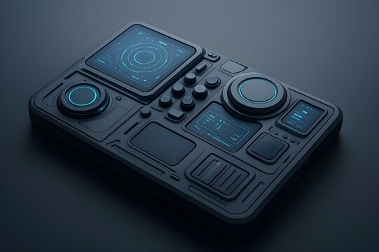 Advanced Control Pad with Futuristic Interface and a Full Set of Modern Tech Gadgets