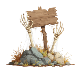 PNG Skeleton hands holding sign