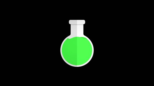 Loading animation with a potion bottle theme on a black background