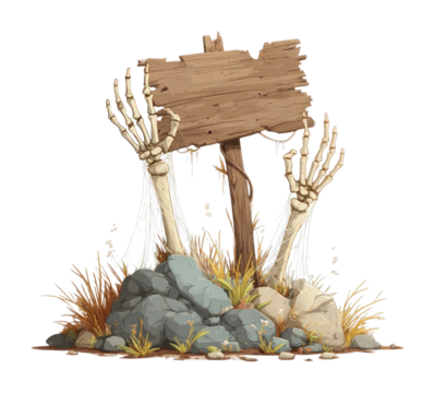 PNG Skeleton hands holding sign