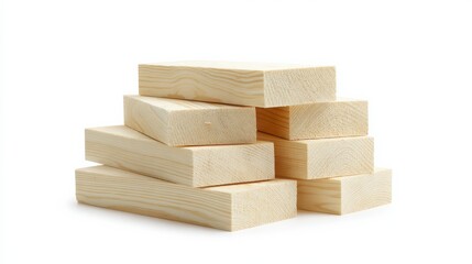 Stack of Wood Blocks: A carefully arranged stack of light-colored wooden blocks, ready to be used for creative building or construction projects.