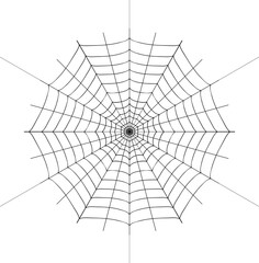 Black spiderweb illustration on transparent background, ideal for Halloween designs, spooky crafts, party invitations, decorations, and digital use.