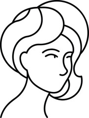 minimalist line art female hairstyle abstract illustration on transparent