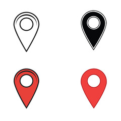 Four distinct styles of location pin icons representing navigation and point of interest markers vector  