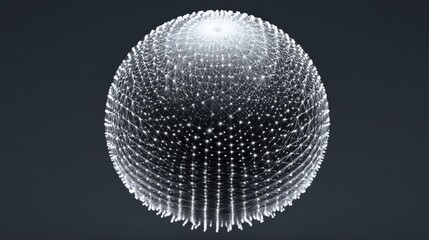 Futuristic Digital Globe with Network Lines and Data Points in Dark Background