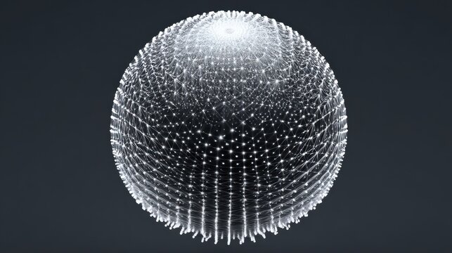 Futuristic Digital Globe with Network Lines and Data Points in Dark Background