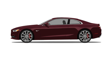 Fototapeta premium Red Coupe Car Side View Illustration