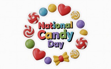 Vibrant 3d render of national candy day celebration with assorted sweet treats