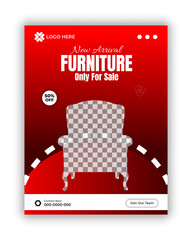 New arrivai Furniture and online branding business social media banner design template