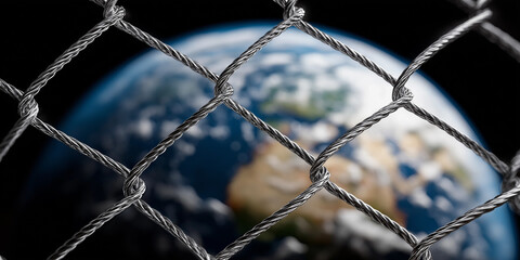 Fototapeta premium Global cybersecurity challenges amid geopolitical tensions a visual exploration of the earth's fragility