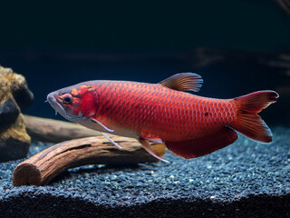 Arowana swimming gracefully teaching youth about patience, care, and aquatic ecosystems
