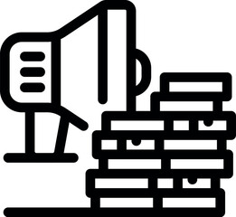 Megaphone stands beside a stack of boxes, symbolizing a powerful marketing strategy for promoting products and services