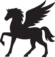 Silhouette of a majestic Pegasus with wings, ideal for fantasy, myth, and magical designs.