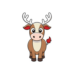 Adorable cartoon reindeer with antlers cute animal
